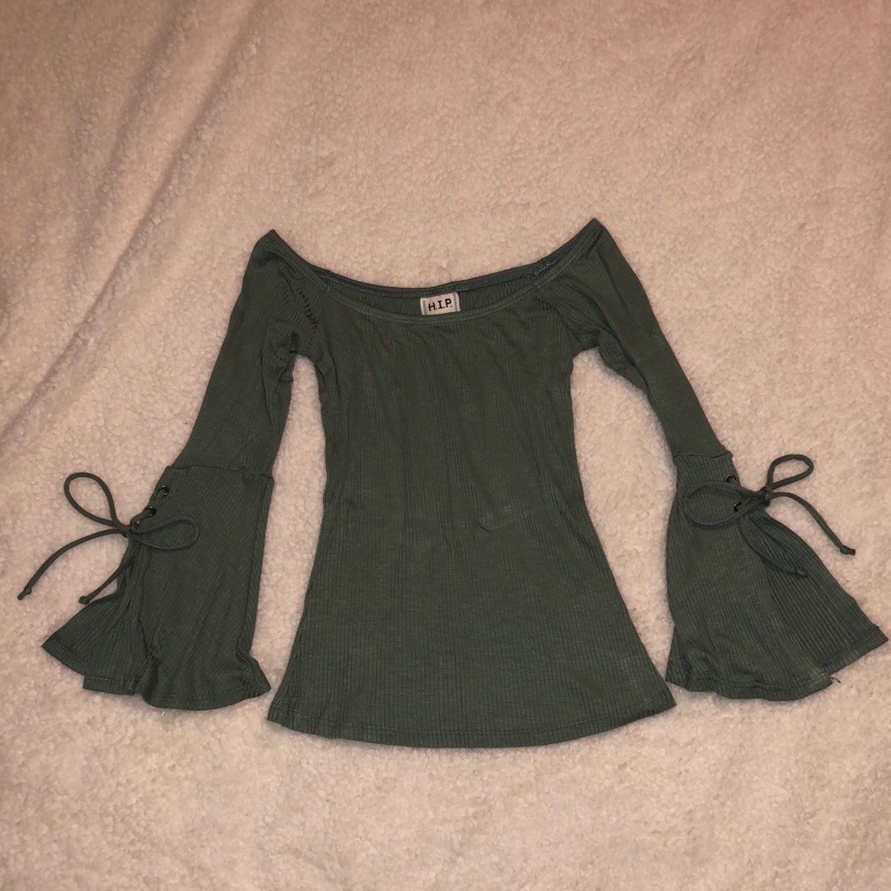Olive Green Off Shoulder Shirt